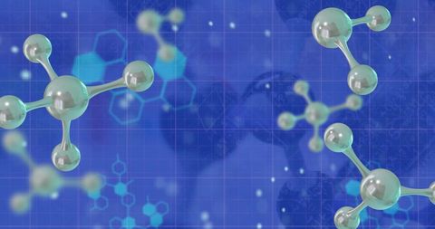 Floating Molecules Overlying Data Visualization Background