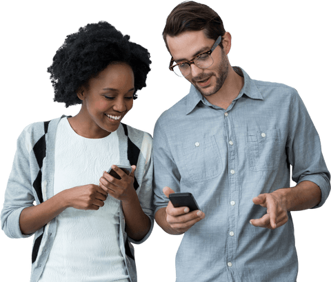 Transparent Multicultural Colleagues Engaging with Mobile Devices - Download Free Stock Videos Pikwizard.com