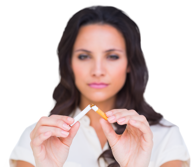 Woman on Transparent Background Breaking a Cigarette for Healthy Living - Download Free Stock Videos Pikwizard.com