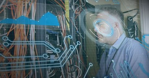 Technician Analyzing Advanced Digital Network in Server Room - Download Free Stock Images Pikwizard.com
