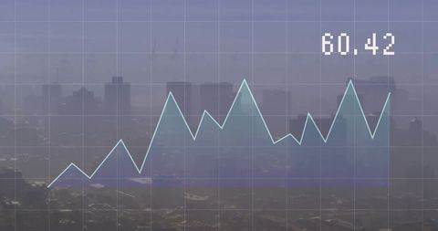 Urban Skyline with Financial Growth Chart Overlay