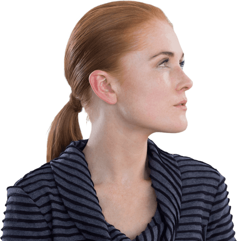 Transparent Contemplative Businesswoman Looking Away Profile View