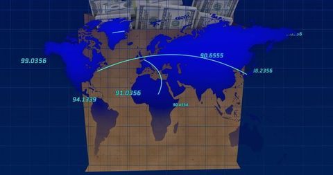 Global Currency Exchange and Trade Concept with Connected World Map