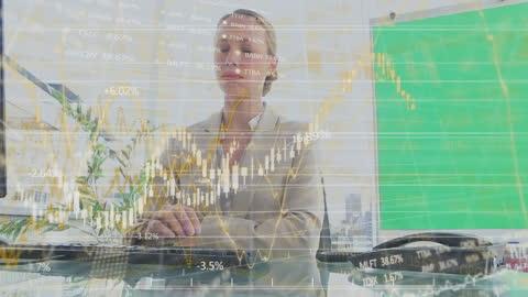 Businesswoman Analyzing Complex Financial Data Trends