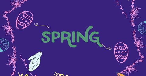 Vibrant Spring Banner with Easter Bunnies and Eggs - Download Free Stock Images Pikwizard.com