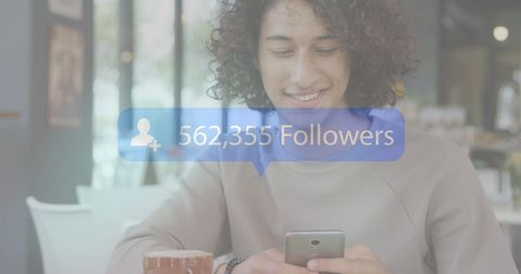 Young Adult Engaging with Large Social Media Following