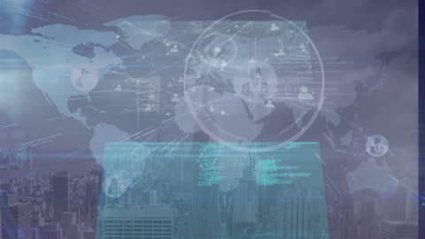 Global Data Network Projection over Modern Cityscape