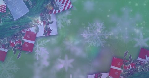 Festive Christmas Background with Snowflakes and Gifts