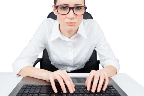 focused businesswoman with transparent background typing on keyboard - Download Free Stock Videos Pikwizard.com