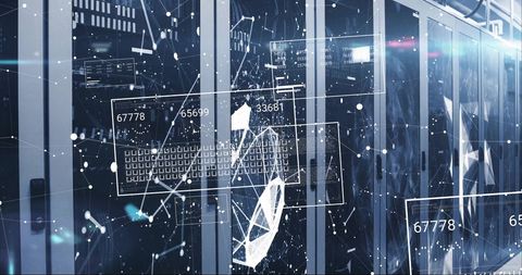 Digital Interface Visualization in Data Center with Virtual Connections - Download Free Stock Images Pikwizard.com