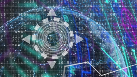 Virtual Globe with Binary Code and Data Interface Elements