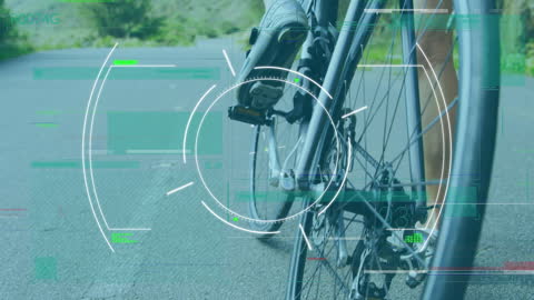 Advanced Technology Scan on Cyclist Getting on Bike