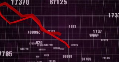 Falling Stock Market with Red Downward Graph and Numbers - Download Free Stock Images Pikwizard.com