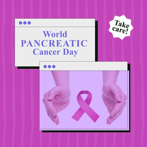 World Pancreatic Cancer Day Awareness Design with Purple Ribbon - Download Free Stock Templates Pikwizard.com