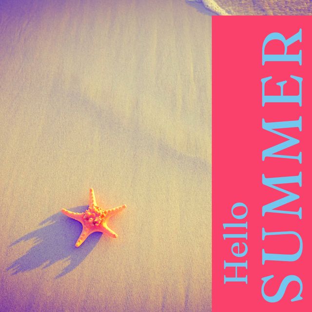 Summer Beach Vibes with Starfish in Sand - Download Free Stock Templates Pikwizard.com