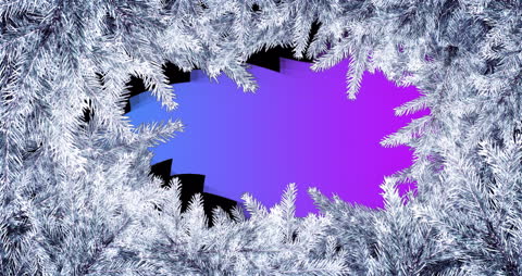 Dynamic Gradient Light Wave Surrounded by Snowy Foliage