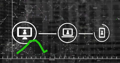 Connected Media Icons over Data Visualization Interface - Download Free Stock Images Pikwizard.com