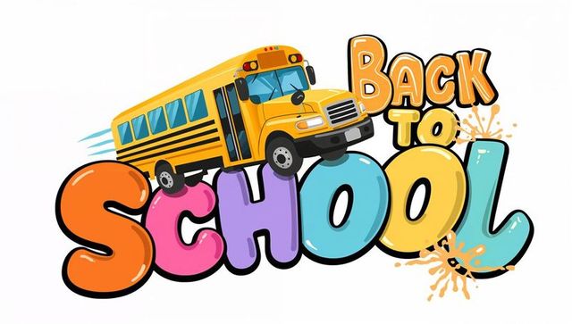 Cheerful Back to School Illustration with Speeding School Bus