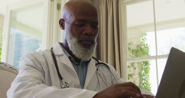 Senior African American Doctor Using Laptop in Modern Office - Download Free Stock Images Pikwizard.com