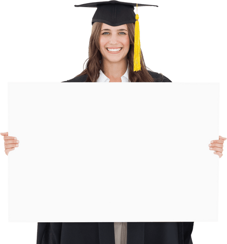 transparent background of smiling graduate with blank sign - Download Free Stock Videos Pikwizard.com