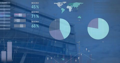 Global Financial Data Interface on Modern Building Background - Download Free Stock Images Pikwizard.com