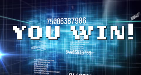 Digital Victory Screen with Data Overlay