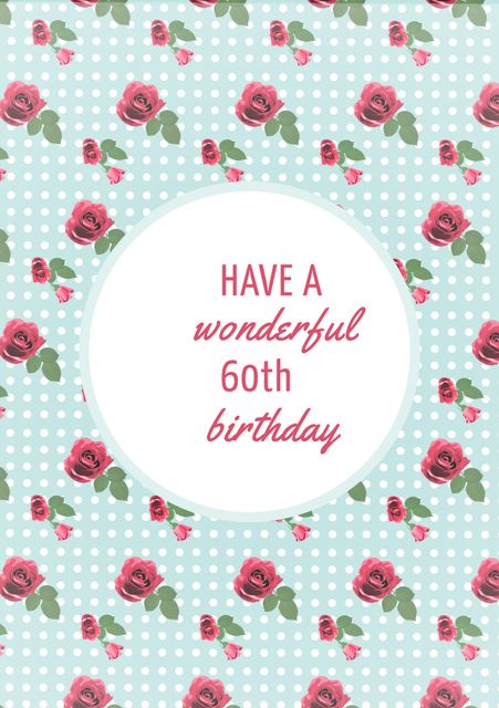 Elegant Rose and Polka Dot 60th Birthday Invitation Template - Download Free Stock Templates Pikwizard.com