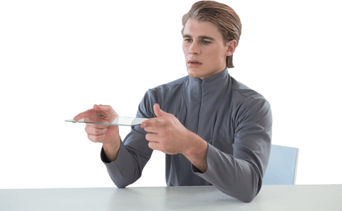 Businessman Using Futuristic Transparent Display Technology - Download Free Stock Videos Pikwizard.com