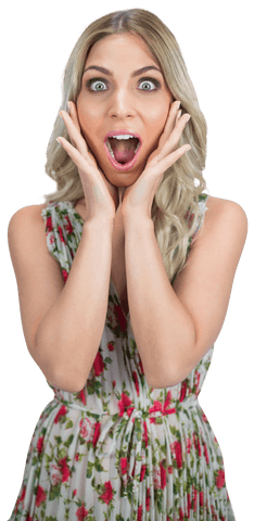 surprised woman in flower dress with hands on face transparent cutout - Download Free Stock Videos Pikwizard.com