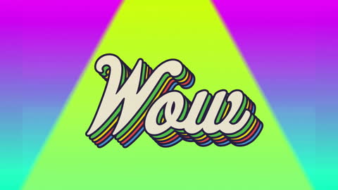 Vibrant 3D Typography with Rainbow Gradient Wow Text