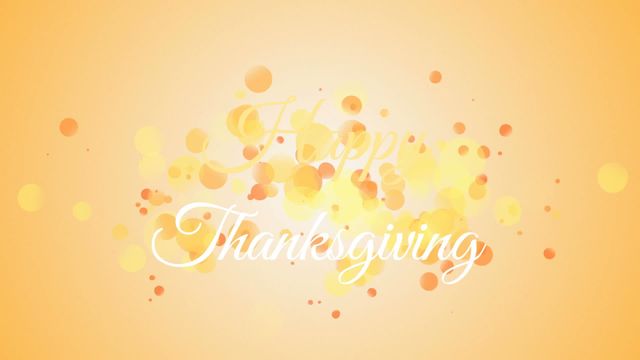 Creative Thanksgiving greeting over bright, warm yellow background with orange and yellow light spots. Ideal for holiday cards, festive social media posts, seasonal marketing material, or Thanksgiving invitations to enhance the holiday spirit with vibrant, welcoming imagery.