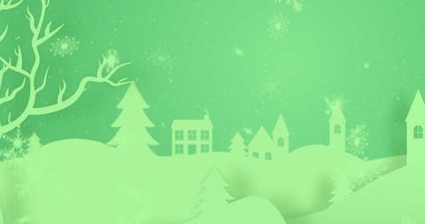 Festive Winter Landscape Silhouette on Green Background - Download Free Stock Images Pikwizard.com
