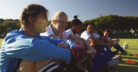 Team of Female Football Players Relaxing Together - Download Free Stock Images Pikwizard.com