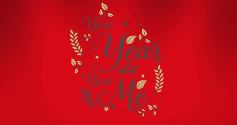 Inspirational new year new me typography on red background