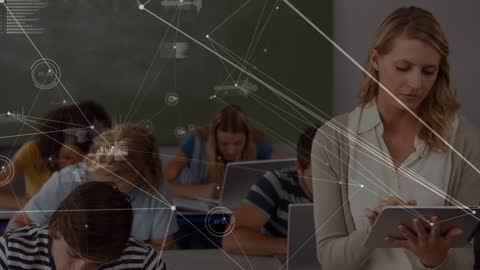 Focused Students Leveraging Technology in Classroom with Teacher's Guidance