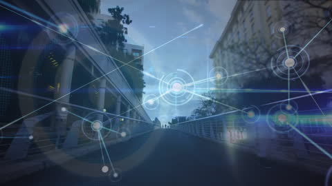 Digital Connections Over Modern Urban Skyline