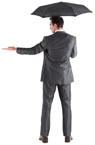 transparent businessman holding umbrella with extended hand gesture - Download Free Stock Videos Pikwizard.com