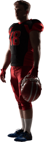 Caucasian Rugby Player Standing with Helmet Transparent Background