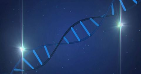 Futuristic Visualization of DNA Helix with Glowing Particles