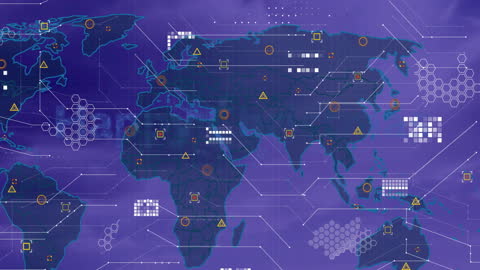 Digital Network Connections with World Map Background