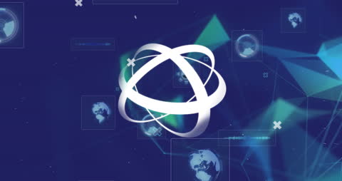 Abstract Digital Network Animation with Spinning Elements