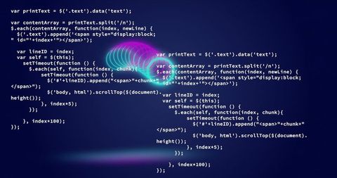 Neon Circles Bouncing Above Complex Script on Dark Abstract Background - Download Free Stock Images Pikwizard.com