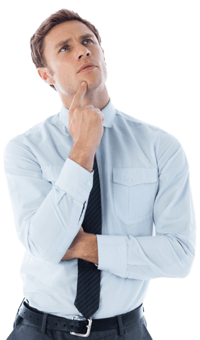 transparent thoughtful businessman pondering ideas with finger on chin - Download Free Stock Videos Pikwizard.com