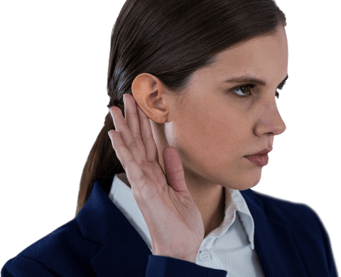 businesswoman listening closely on transparent background - Download Free Stock Videos Pikwizard.com