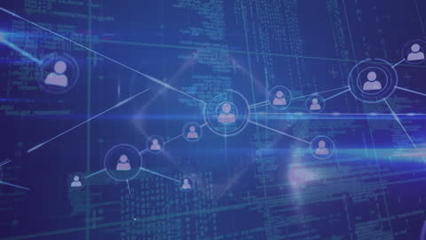 Digital Network Connections in Abstract Blue Background