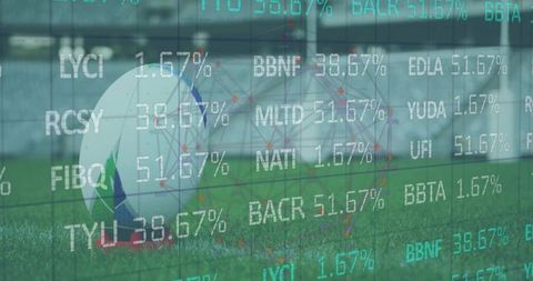 Soccer Ball on Field with Sports Analytics Overlay
