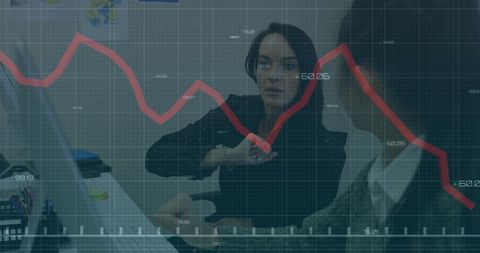 Two Businesswomen Analyzing Red Graph in Modern Office Heavily Focused - Download Free Stock Images Pikwizard.com