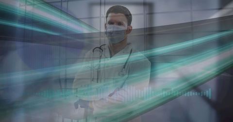 Innovative healthcare technology with confident doctor