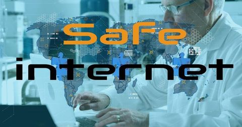 Scientist in Lab Emphasizing Internet Safety with Global Connectivity - Download Free Stock Images Pikwizard.com