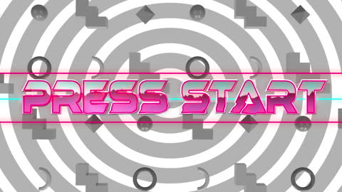 Press Start Text Overlaying Abstract Geometric Patterns